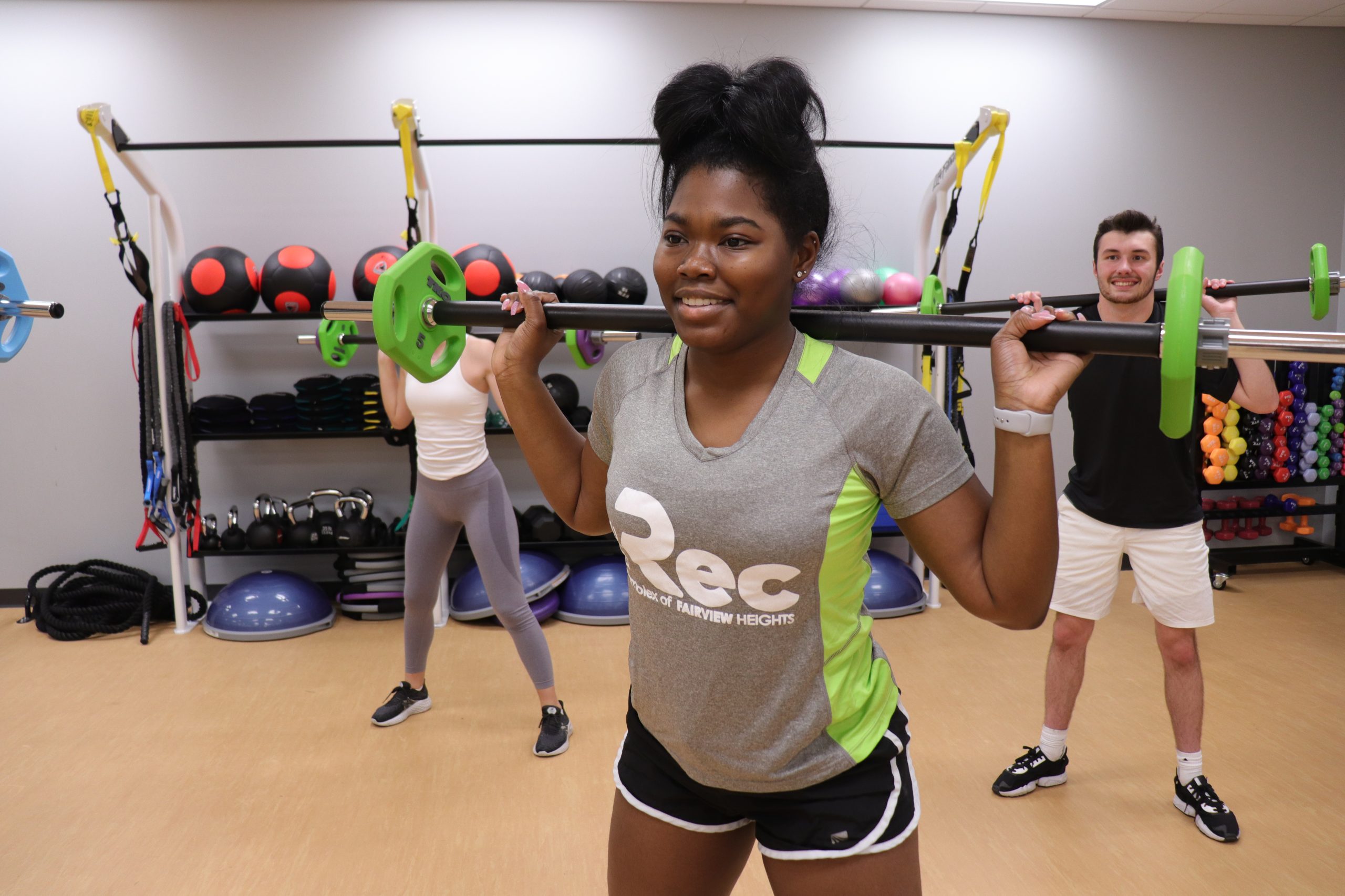 Young woman leading a Les Mills class at The REC Complex in Fairview Heights